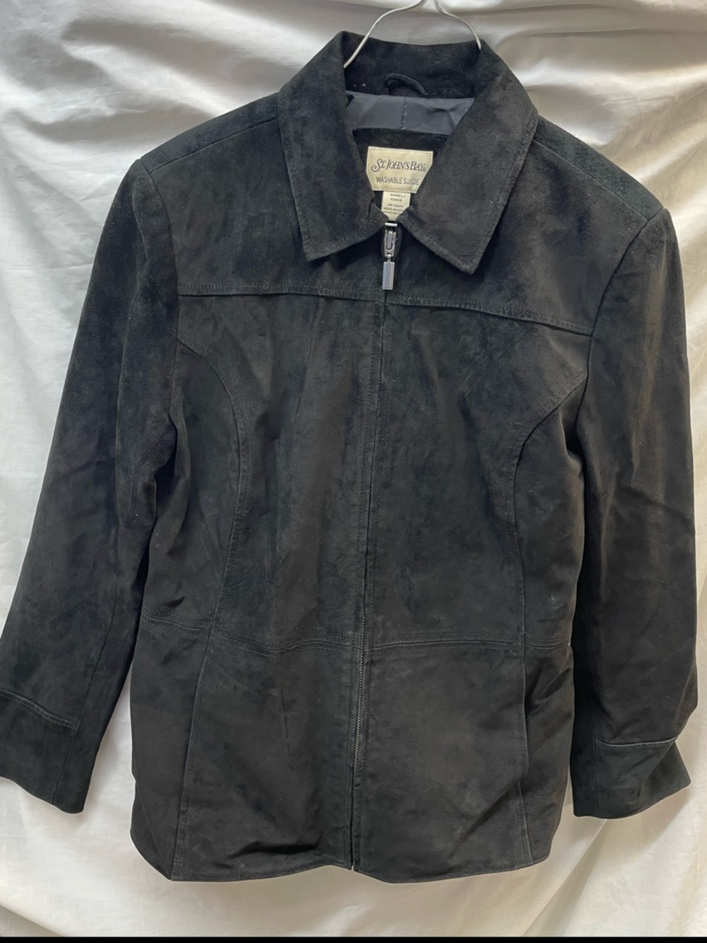 St. John's Bay Men's Black washable Suede Zip-Front Jacket Sz S